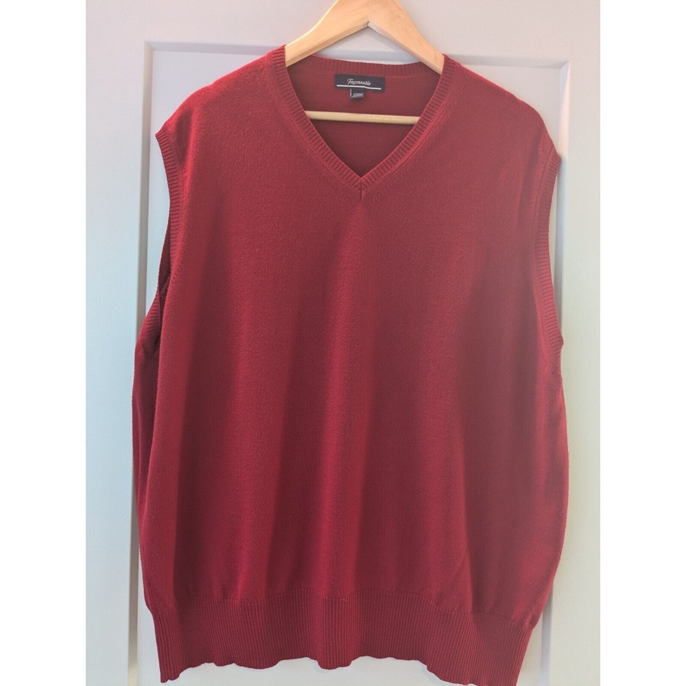 Faconnable Men's  100% Merino Wool Sweater Vest Red‎ Size XXL